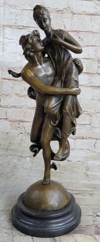 Hermes Flying Mercury and Pandora Bronze Sculpture by Brousse