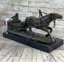 Large Russian Bronze - Man in Sleigh by Horse - Friedrich Gornik