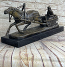 Large Russian Bronze - Man in Sleigh by Horse - Friedrich Gornik