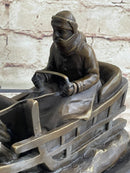 Large Russian Bronze - Man in Sleigh by Horse - Friedrich Gornik