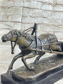 Large Russian Bronze - Man in Sleigh by Horse - Friedrich Gornik