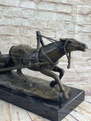 Large Russian Bronze - Man in Sleigh by Horse - Friedrich Gornik