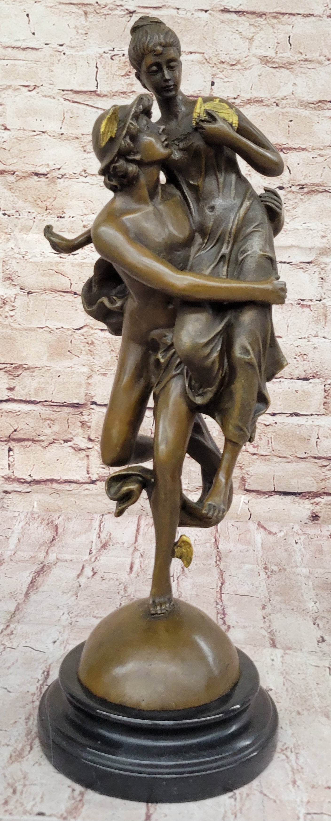 Hermes Flying Mercury and Pandora Greek Mythology Bronze Sculpture