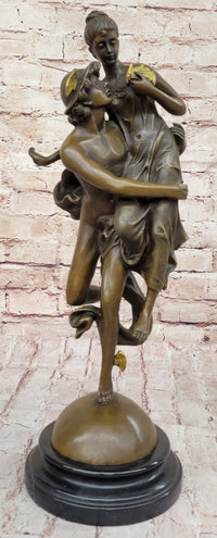 Hermes Flying Mercury and Pandora Greek Mythology Bronze Sculpture