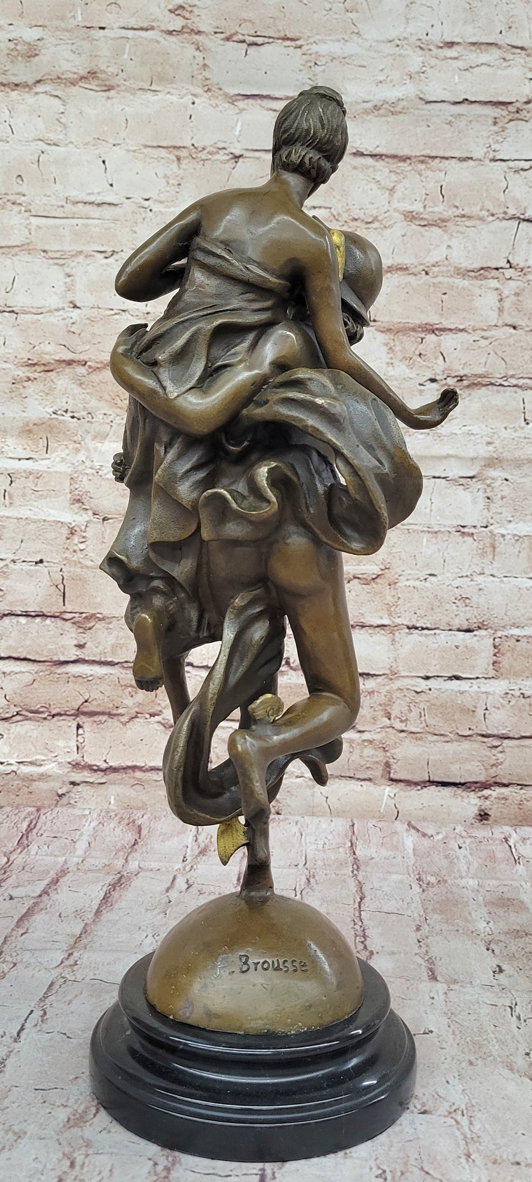 Hermes Flying Mercury and Pandora Greek Mythology Bronze Sculpture