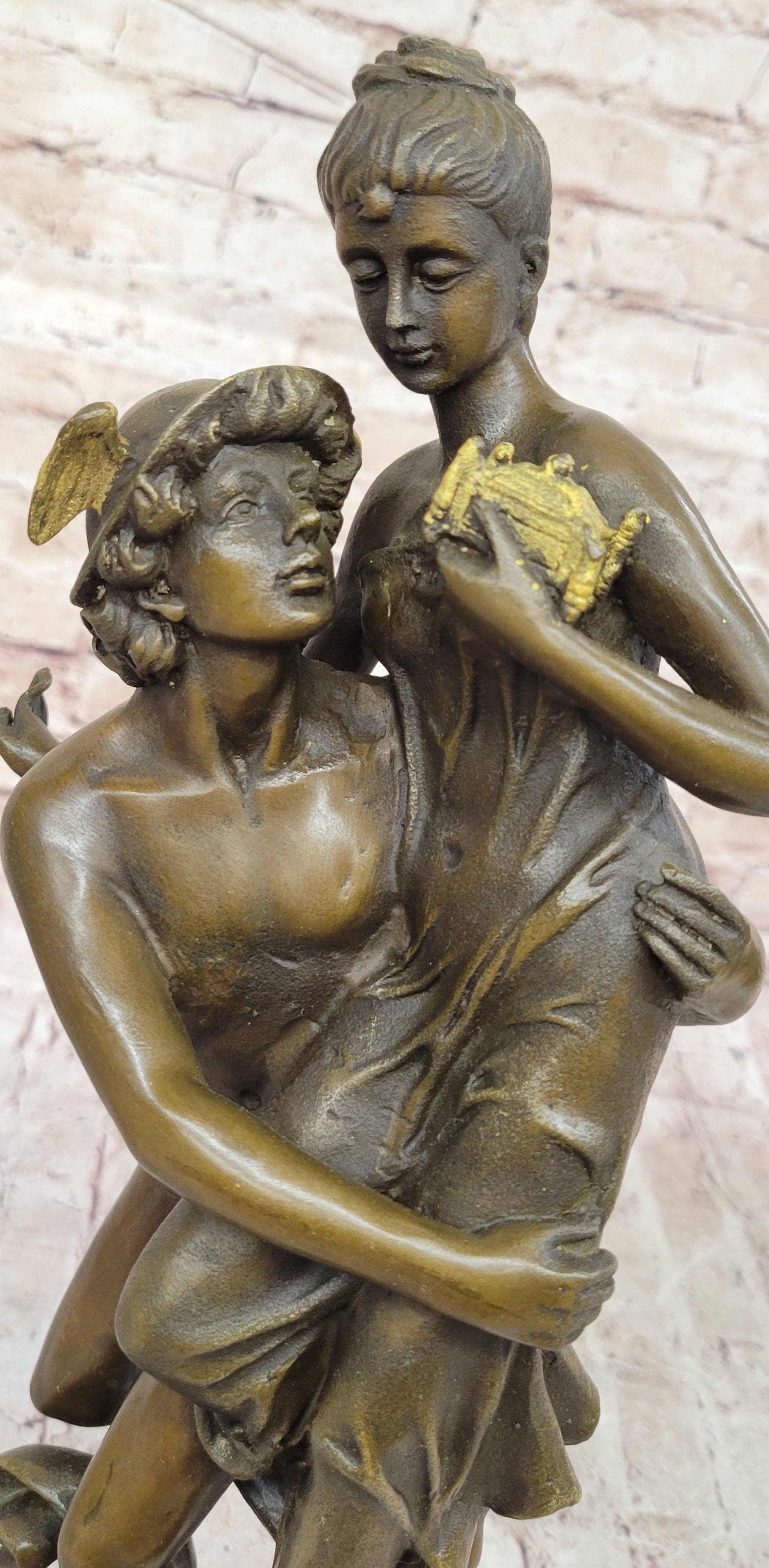 Hermes Flying Mercury and Pandora Greek Mythology Bronze Sculpture