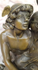 Hermes Flying Mercury and Pandora Greek Mythology Bronze Sculpture
