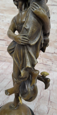 Hermes Flying Mercury and Pandora Greek Mythology Bronze Sculpture