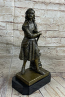 Art Deco Joan of Arc Bronze Sculpture Hot Cast Marble Base