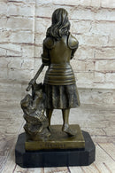 Art Deco Joan of Arc Bronze Sculpture Hot Cast Marble Base