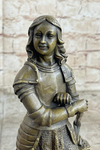 Art Deco Joan of Arc Bronze Sculpture Hot Cast Marble Base