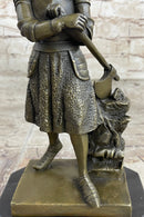 Art Deco Joan of Arc Bronze Sculpture Hot Cast Marble Base