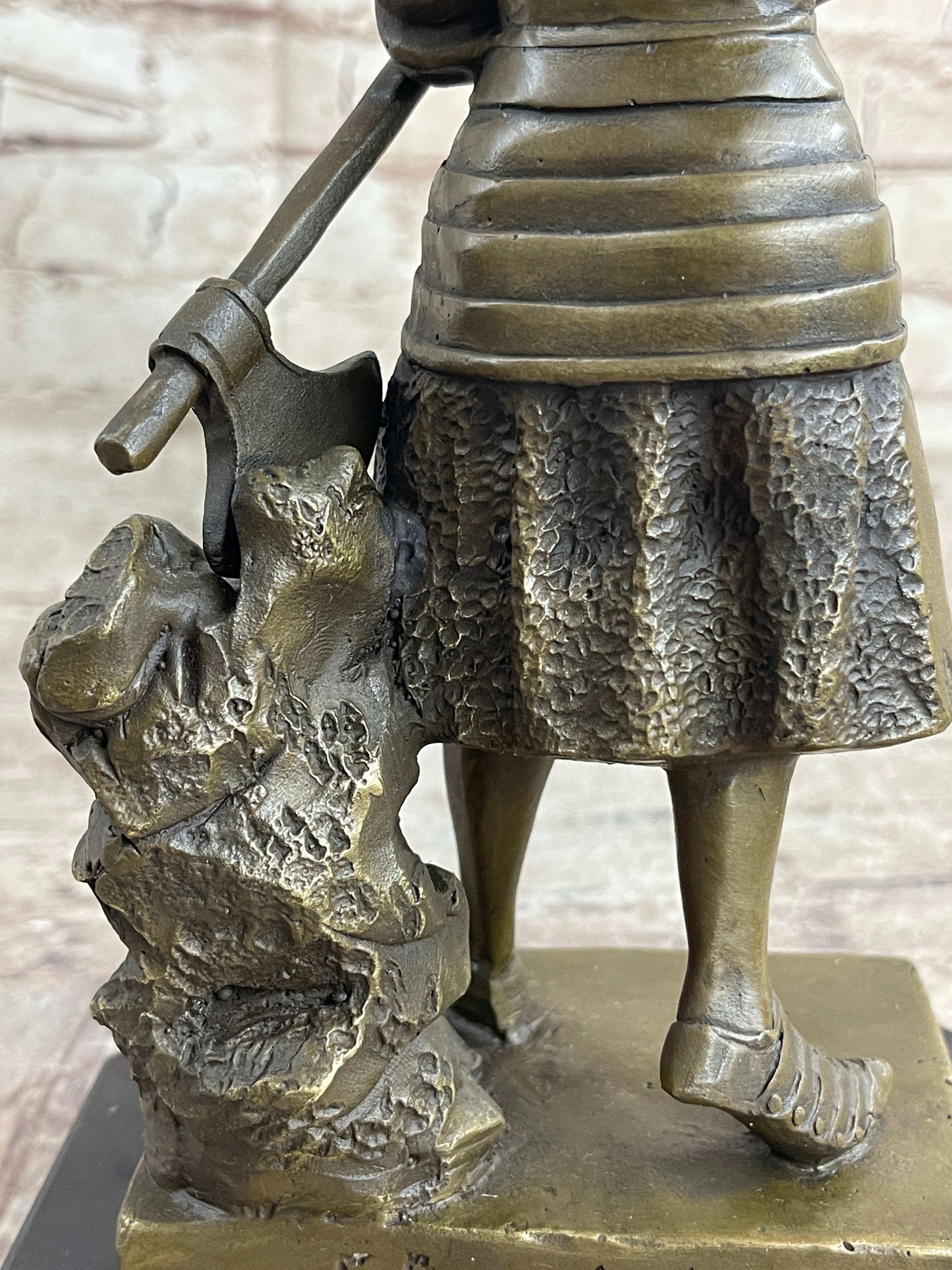 Art Deco Joan of Arc Bronze Sculpture Hot Cast Marble Base