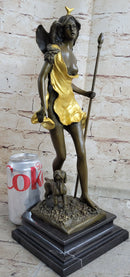Signed Original Aldo Vitale Nude Diana the Huntress and her Dog Bronze Sculpture