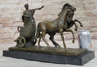 Roman Caesar Chariot Bronze Sculpture 11" x 17"