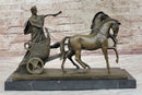 Roman Caesar Chariot Bronze Sculpture 11" x 17"