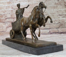 Roman Caesar Chariot Bronze Sculpture 11" x 17"