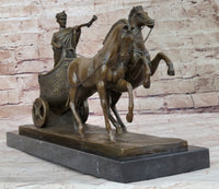 Roman Caesar Chariot Bronze Sculpture 11" x 17"