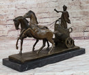 Roman Caesar Chariot Bronze Sculpture 11" x 17"