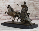 Roman Caesar Chariot Bronze Sculpture 11" x 17"