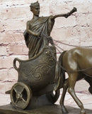 Roman Caesar Chariot Bronze Sculpture 11" x 17"