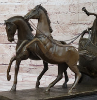 Roman Caesar Chariot Bronze Sculpture 11" x 17"