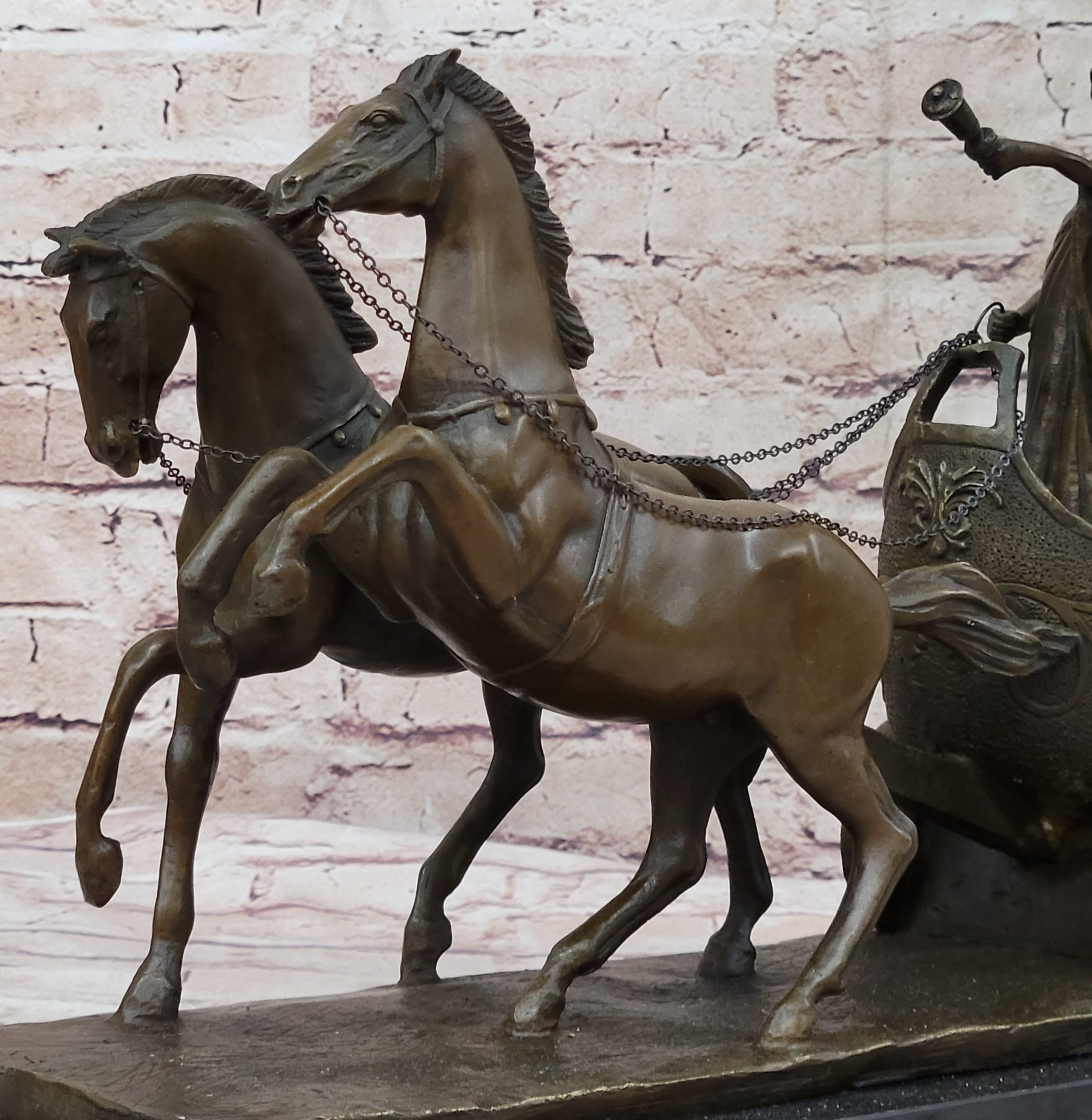 Roman Caesar Chariot Bronze Sculpture 11" x 17"