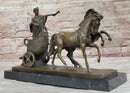 Roman Caesar Chariot Bronze Sculpture 11" x 17"