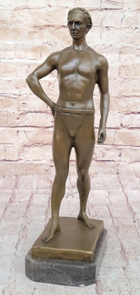 Muscular Roman Man Male Figure Bronze Sculpture
