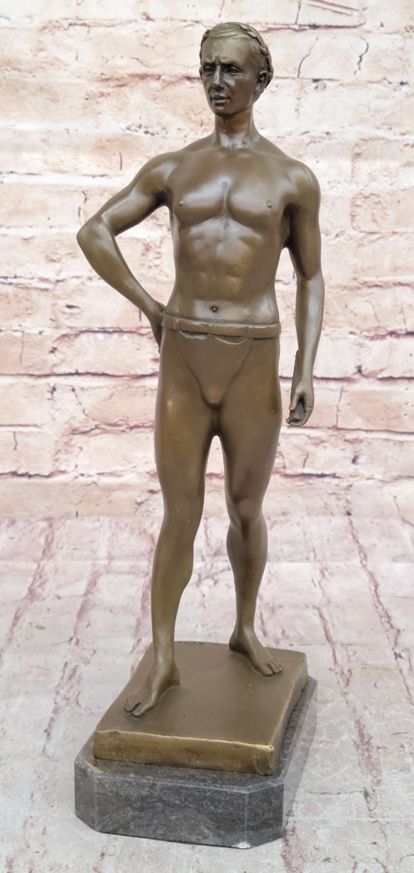 Muscular Roman Man Male Figure Bronze Sculpture