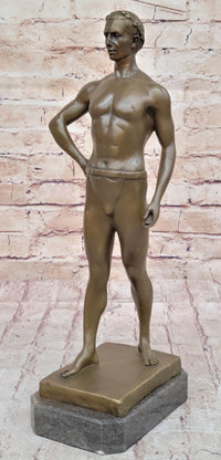 Muscular Roman Man Male Figure Bronze Sculpture