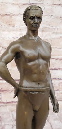 Muscular Roman Man Male Figure Bronze Sculpture