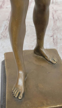 Muscular Roman Man Male Figure Bronze Sculpture w/ Gold Patina