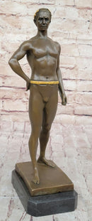 Muscular Roman Man Male Figure Bronze Sculpture w/ Gold Patina