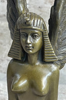 Signed Aldo Vitaleh Nude Sphinx Bronze Sculpture Marble Base
