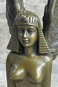 Signed Aldo Vitaleh Nude Sphinx Bronze Sculpture Marble Base