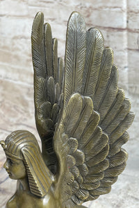 Signed Aldo Vitaleh Nude Sphinx Bronze Sculpture Marble Base