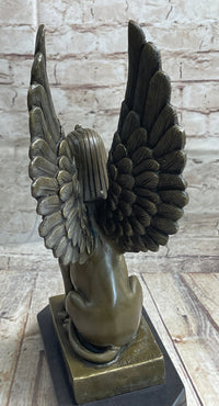 Signed Aldo Vitaleh Nude Sphinx Bronze Sculpture Marble Base