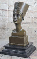Egyptian Queen Nefertiti Bronze Bust on Marble Base 10"X 5"