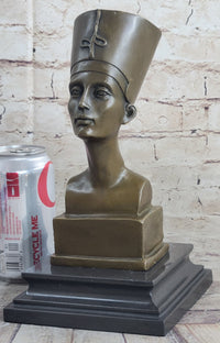 Egyptian Queen Nefertiti Bronze Bust on Marble Base 10"X 5"