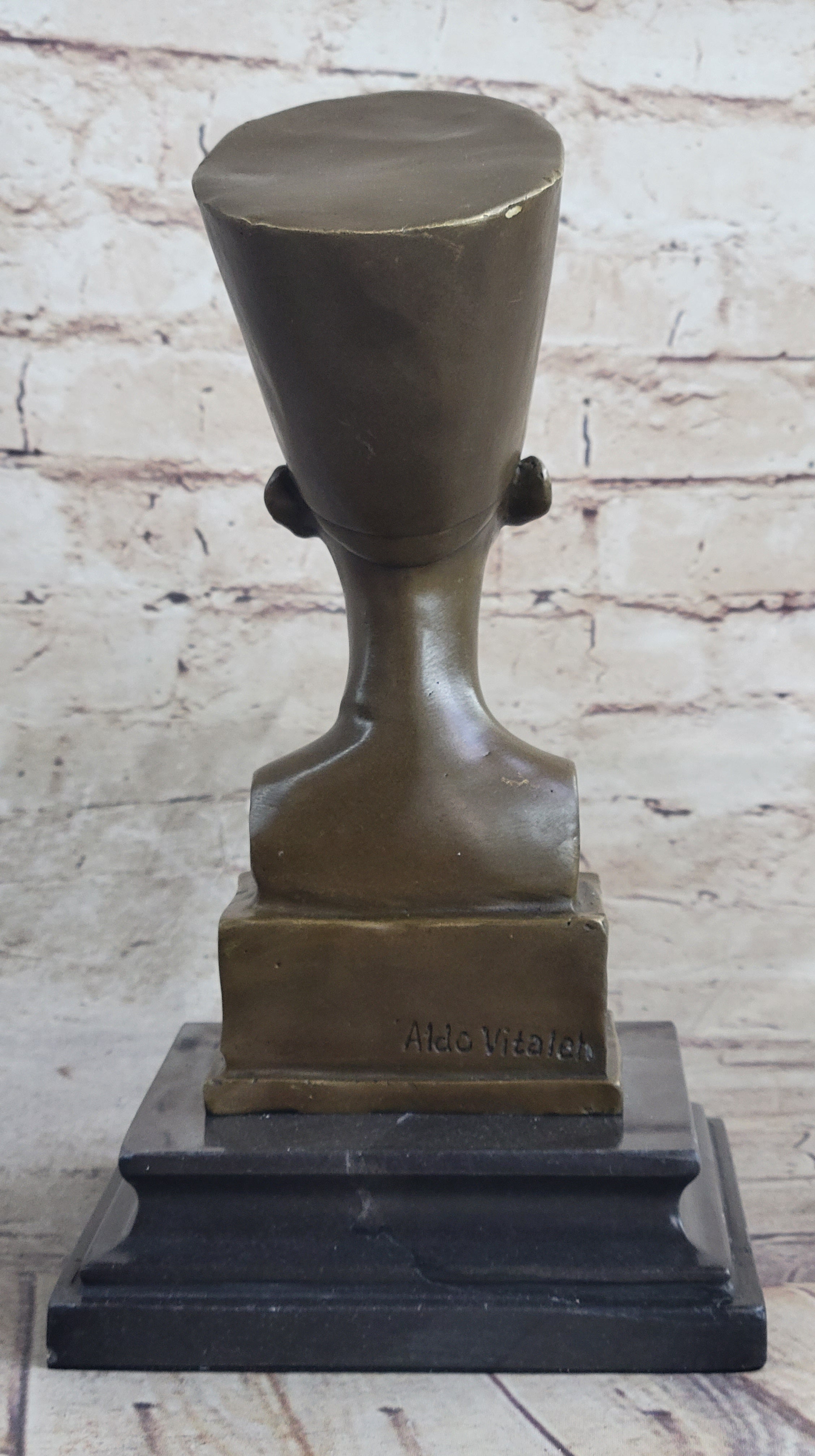 Egyptian Queen Nefertiti Bronze Bust on Marble Base 10"X 5"