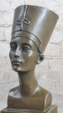 Egyptian Queen Nefertiti Bronze Bust on Marble Base 10"X 5"