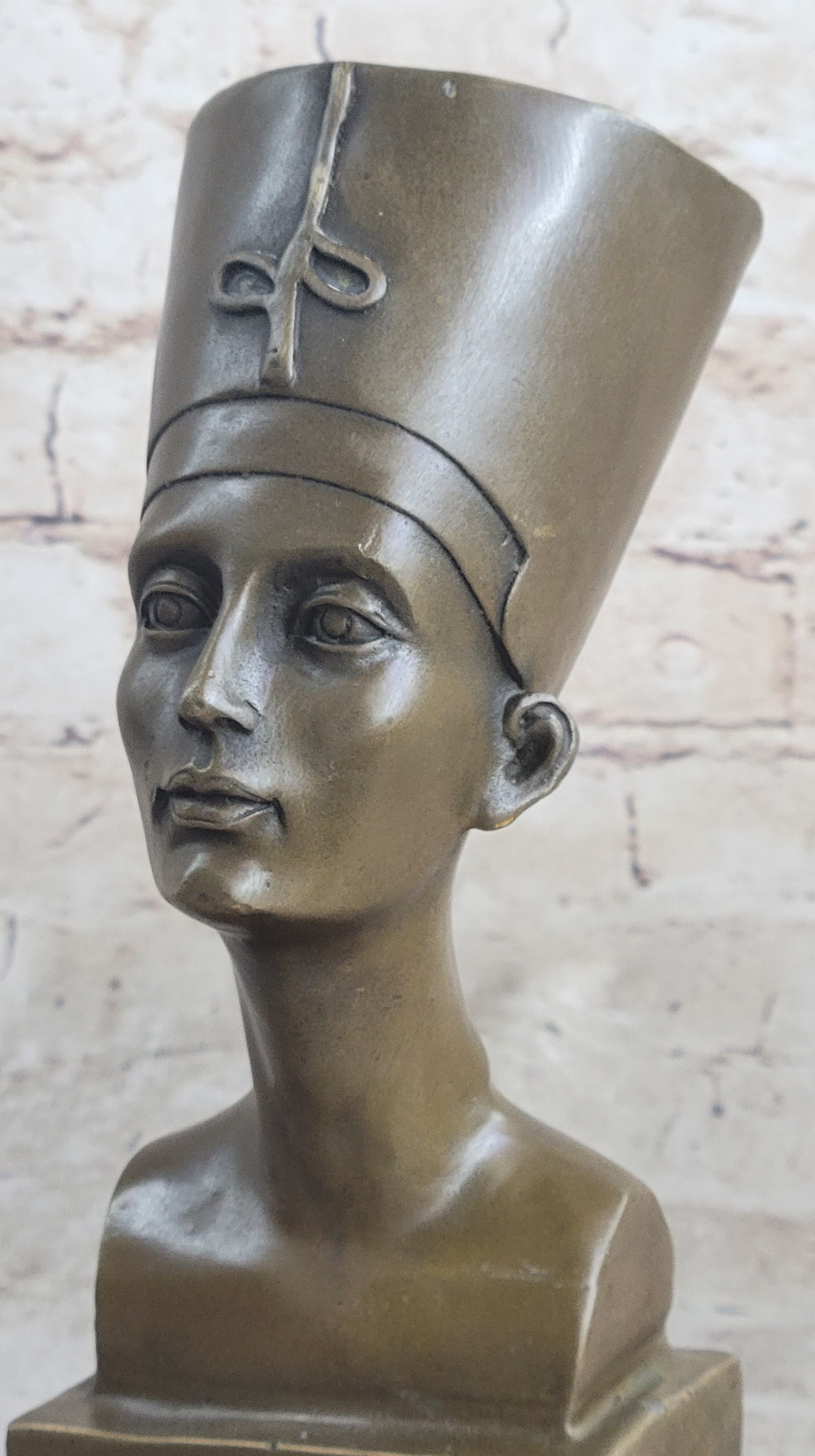 Egyptian Queen Nefertiti Bronze Bust on Marble Base 10"X 5"