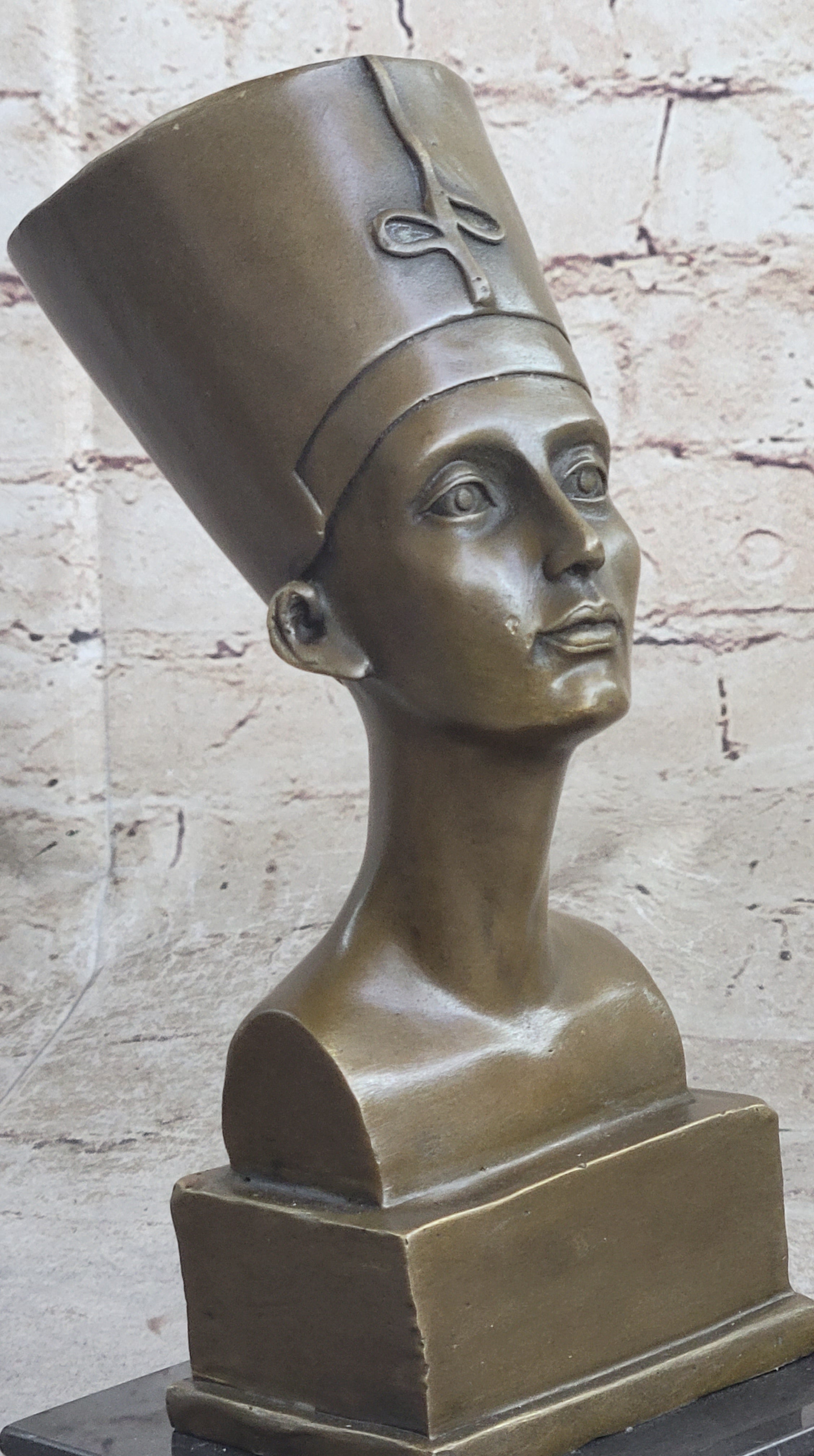 Egyptian Queen Nefertiti Bronze Bust on Marble Base 10"X 5"