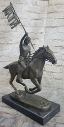 Native American Indian Man W/ Horse Bronze Sculpture