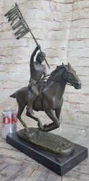 Native American Indian Man W/ Horse Bronze Sculpture