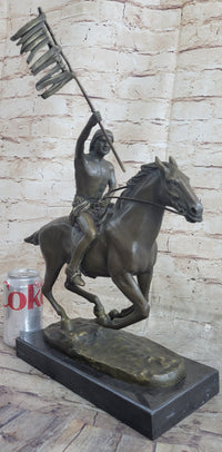 Native American Indian Man W/ Horse Bronze Sculpture