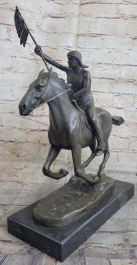 Native American Indian Man W/ Horse Bronze Sculpture