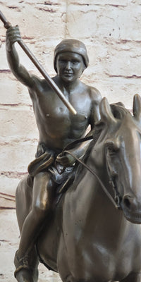 Native American Indian Man W/ Horse Bronze Sculpture