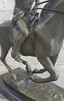 Native American Indian Man W/ Horse Bronze Sculpture